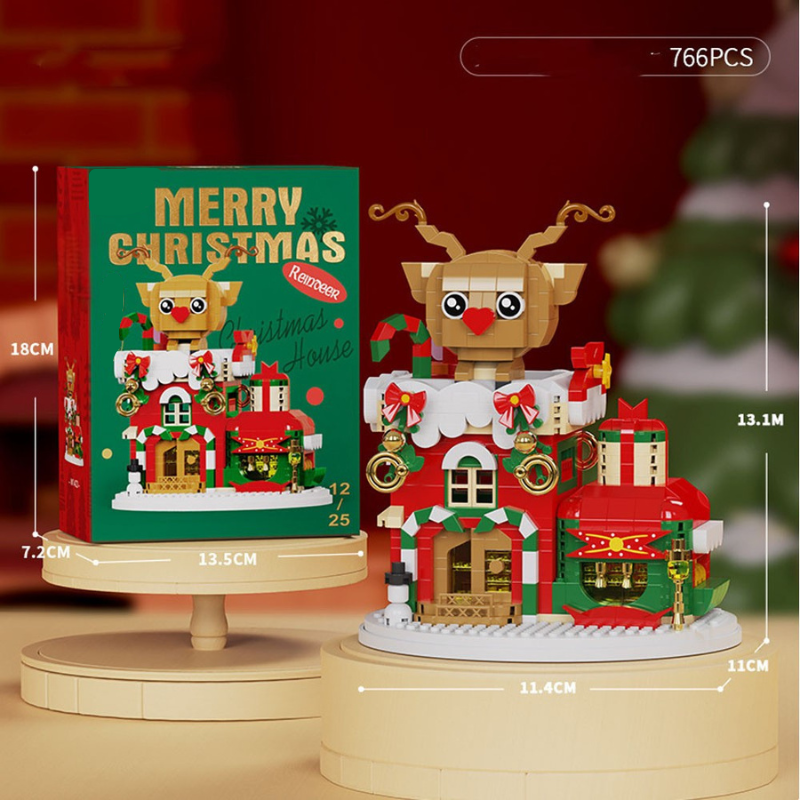 Festive Christmas Building Blocks display, various holiday characters arranged as a decorative set