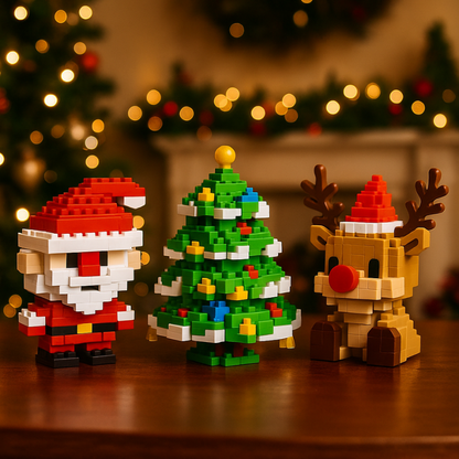 Christmas micro-brick building set, a festive holiday decoration toy for creative kids