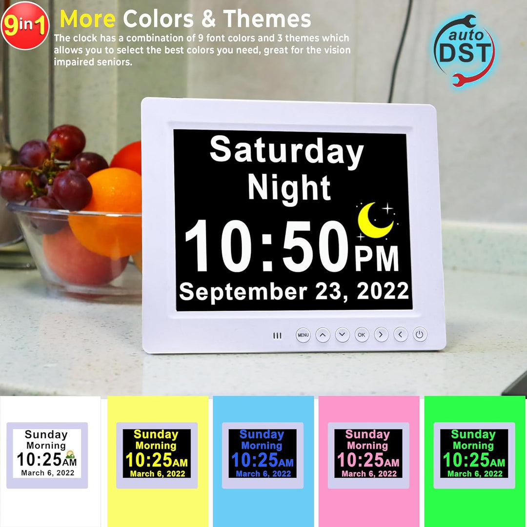 Claryon 11.5-inch calendar day clock. Enhances clarity, memory support & schedule management with 19 reminders.