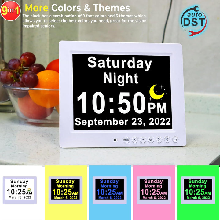 Claryon 11.5-inch calendar day clock. Enhances clarity, memory support & schedule management with 19 reminders.