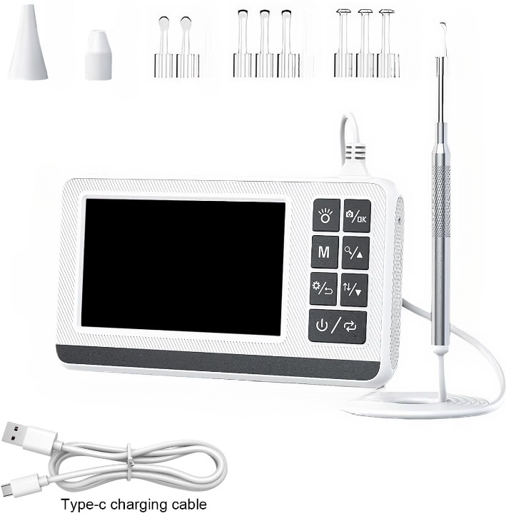 Claryon 3.9mm smart otoscope with HD camera & screen for clear, safe ear wax inspection & removal.