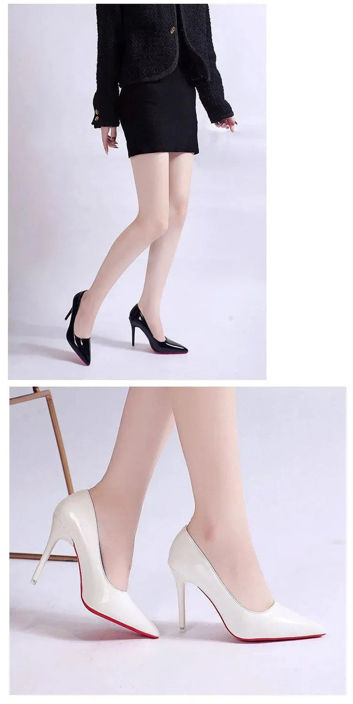 Classic style apricot stiletto pumps. Women's high heels with a sharp pointed toe.