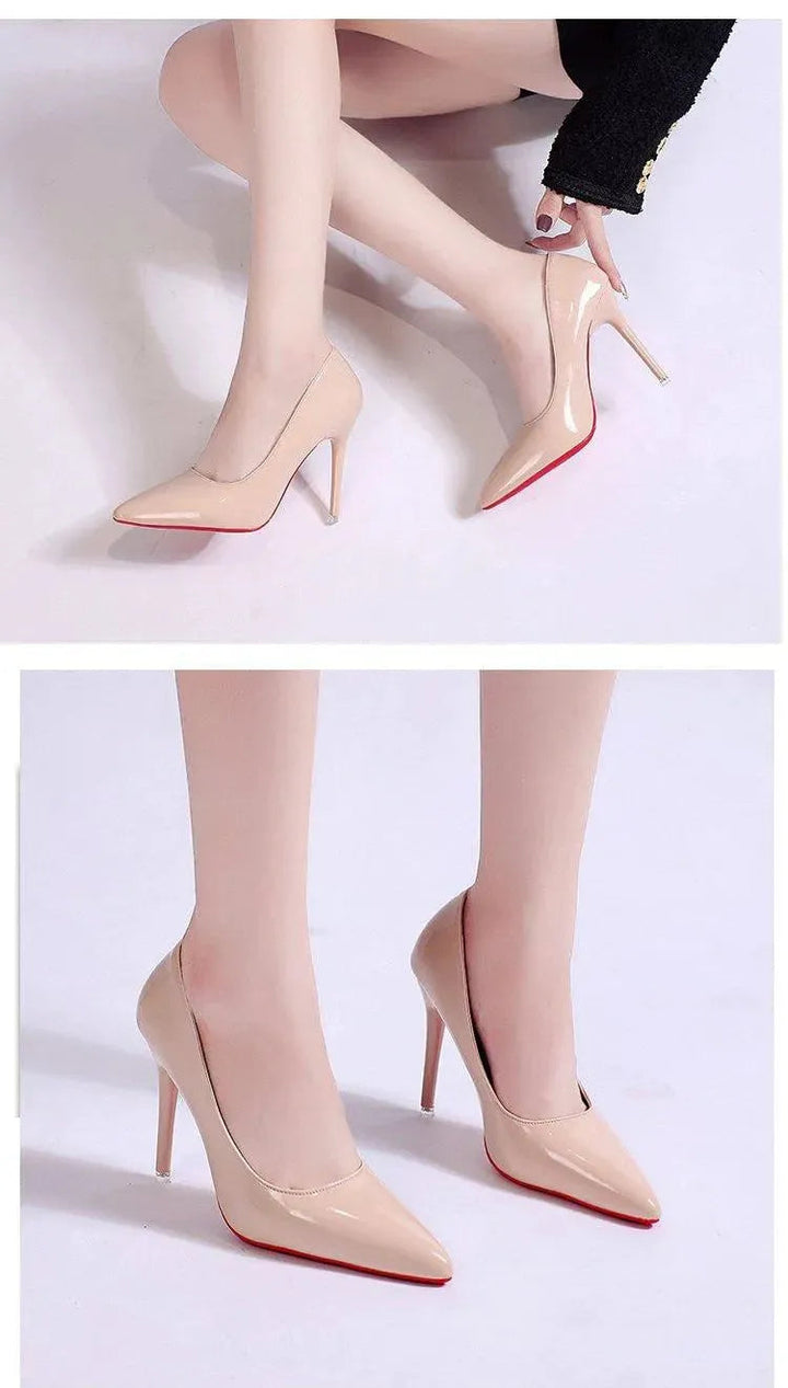 Elegant pink formal footwear. Women's stiletto pumps with pointed toe high heels.