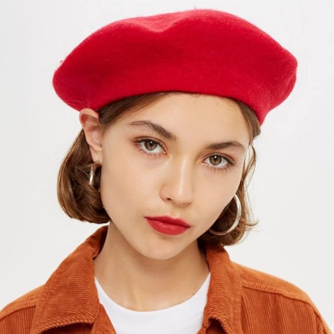 Women's classic French beret, a timeless accessory adding chic style to any look.