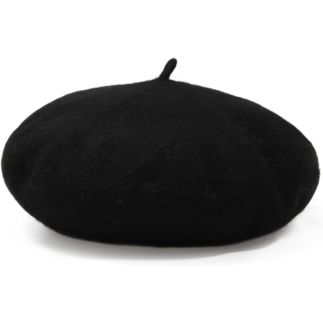 Grey wool women's beret hat, soft and warm classic headwear for winter fashion.