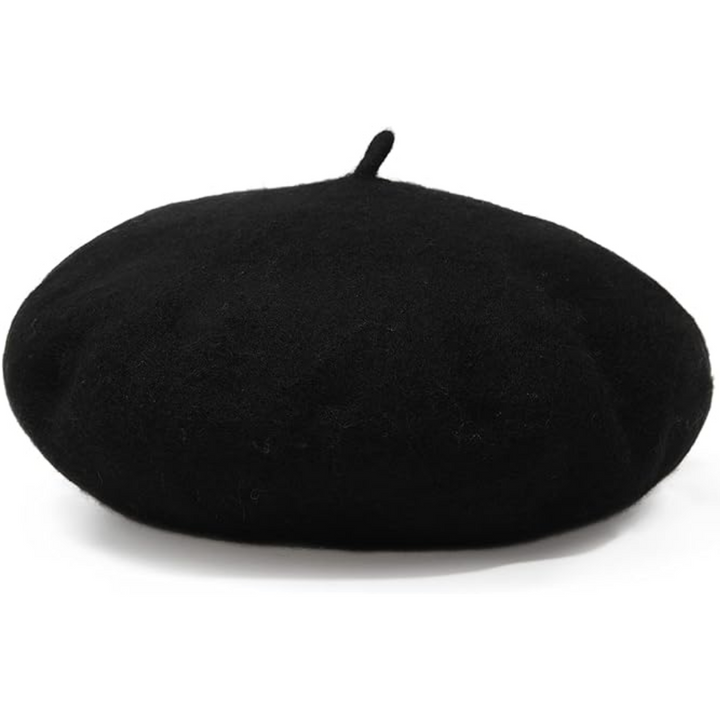 Grey wool women's beret hat, soft and warm classic headwear for winter fashion.