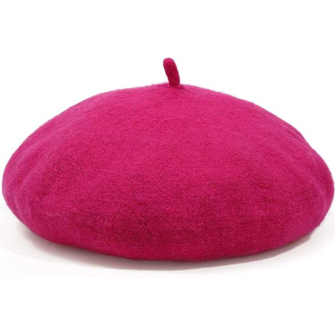 Timeless green women's beret hat, adding a touch of classic French style.
