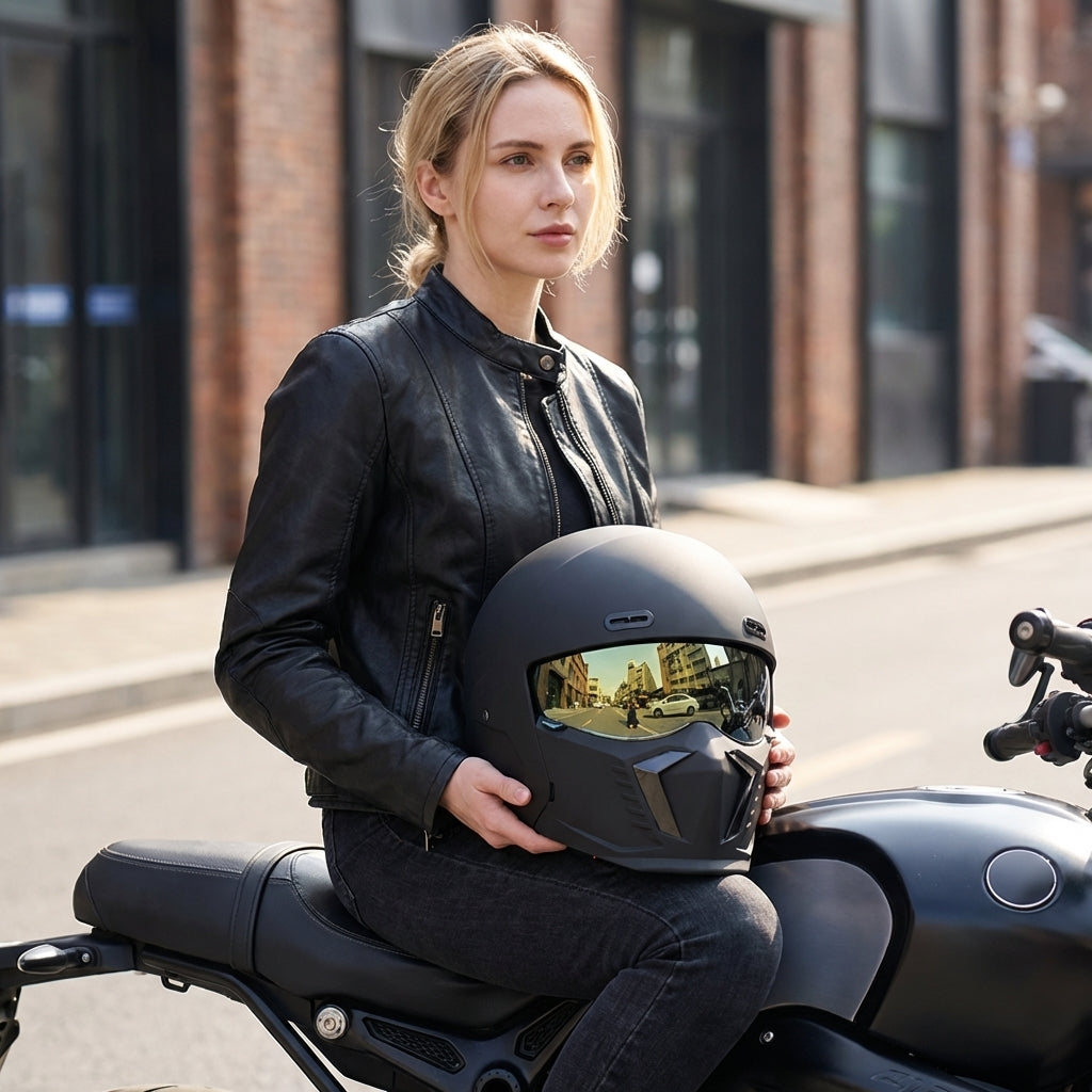 DOT/ECE approved full face motorcycle helmet. Essential protective gear for all bikers & riders.