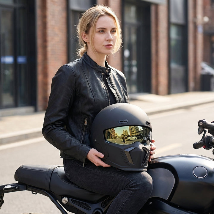 DOT/ECE approved full face motorcycle helmet. Essential protective gear for all bikers & riders.
