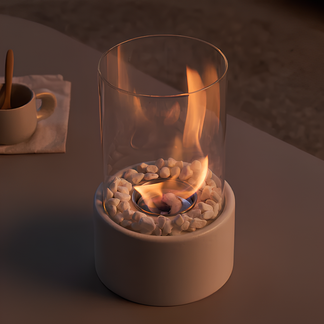 Timeless metal & glass oil lamp, perfect tabletop accent for living rooms.