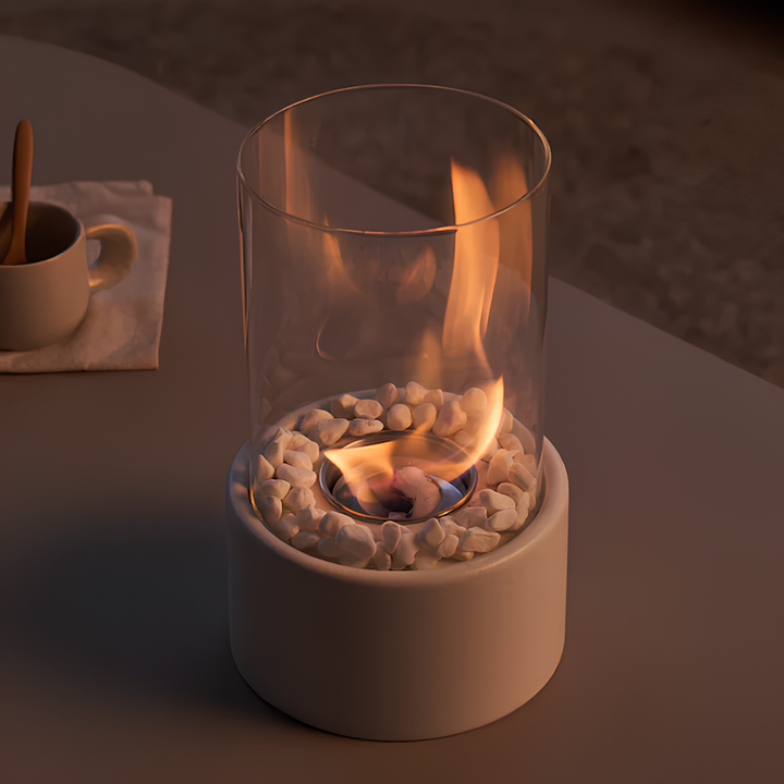 Timeless metal & glass oil lamp, perfect tabletop accent for living rooms.