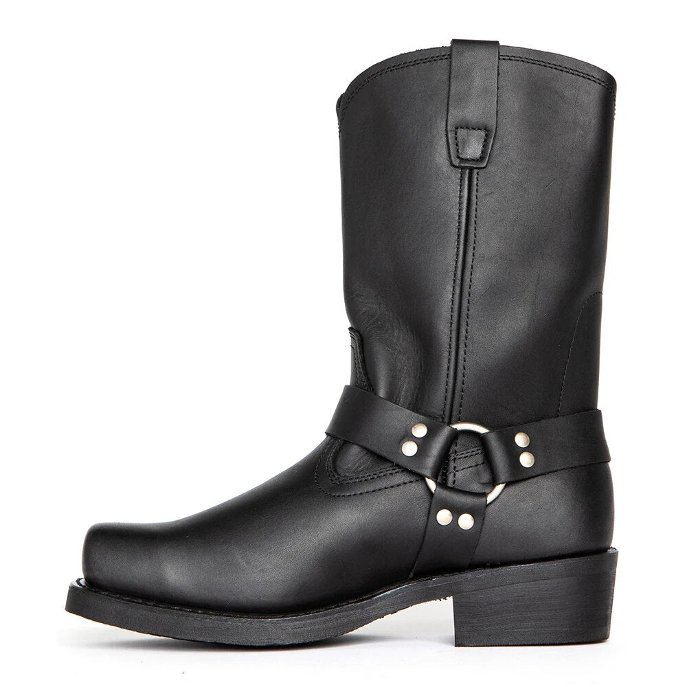 Stylish men's dark brown cowboy boots, comfortable and durable. Perfect rugged western footwear.