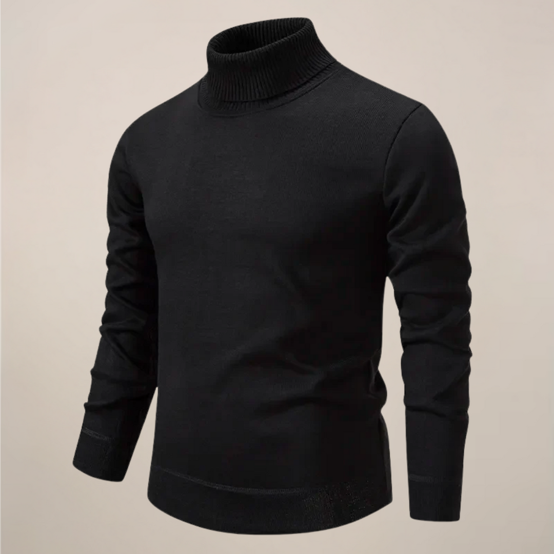 Versatile men's classic turtleneck, a long-sleeve essential for effortless smart casual and business autumn style.