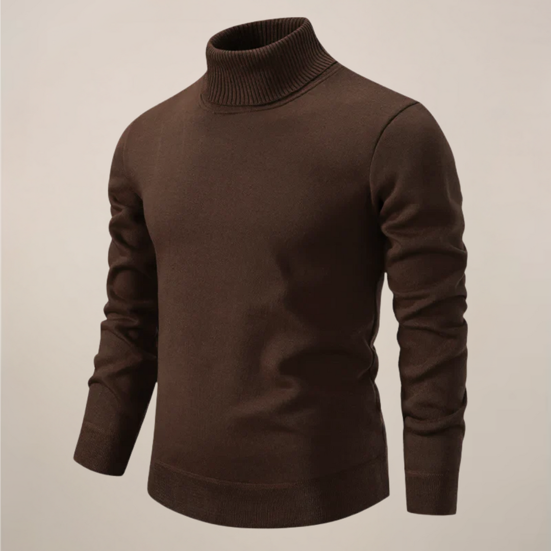 Men's classic high-neck long-sleeve top, perfect for elegant smart casual looks & versatile winter fashion.