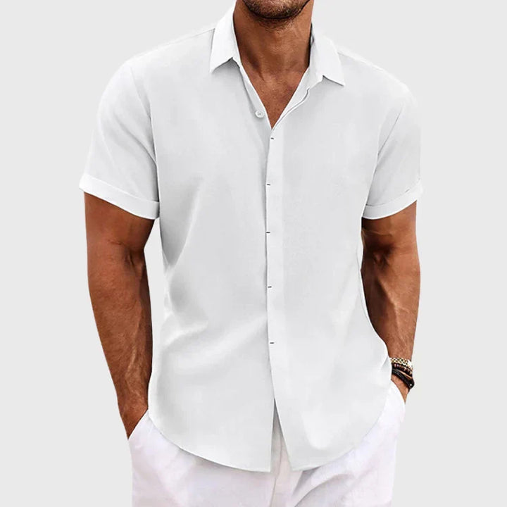 Men's summer fashion collared shirt, short sleeve. Ideal for casual, minimalist, everyday style.