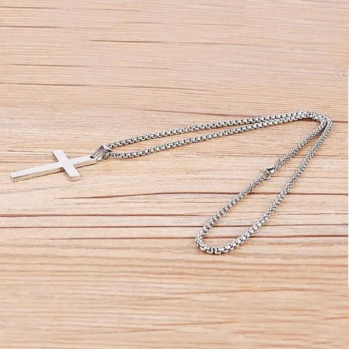 Timeless Men's Gold Cross Pendant Necklace. A versatile men's fashion accessory, ideal for formal occasions or daily spiritual wear.