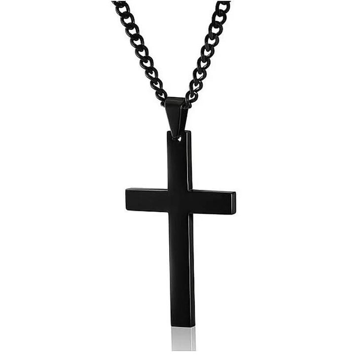 Timeless Men's Cross Pendant Necklace. Classic religious jewelry, a spiritual and elegant gift for him or daily fashion.