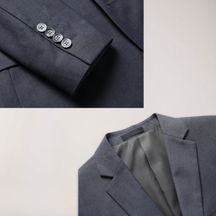 Men's event wear: A dapper three-piece suit with a classic blazer, vest, and trousers for any formal occasion.