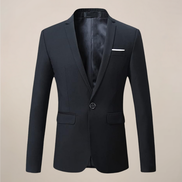 Classic, tailored men's two-button blazer for formal wear, business casual, or stylish occasions.