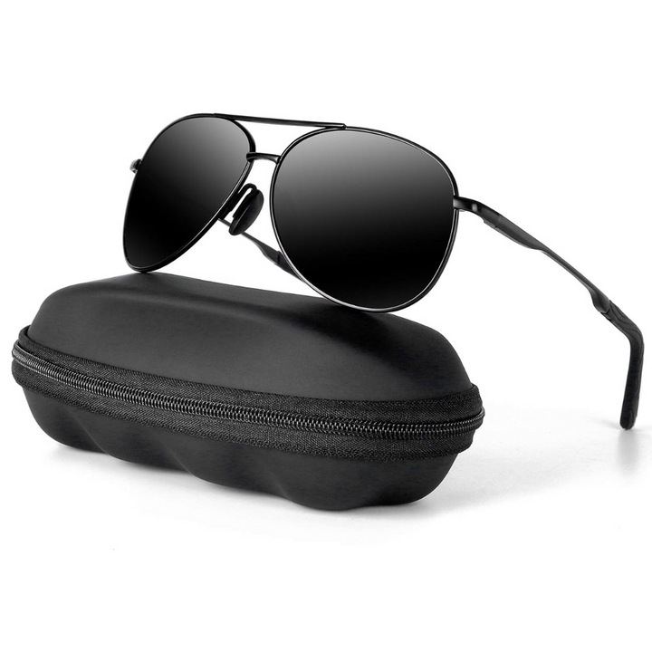 Durable metal frame aviator sunglasses, polarized, UV400 protection, unisex classic style.