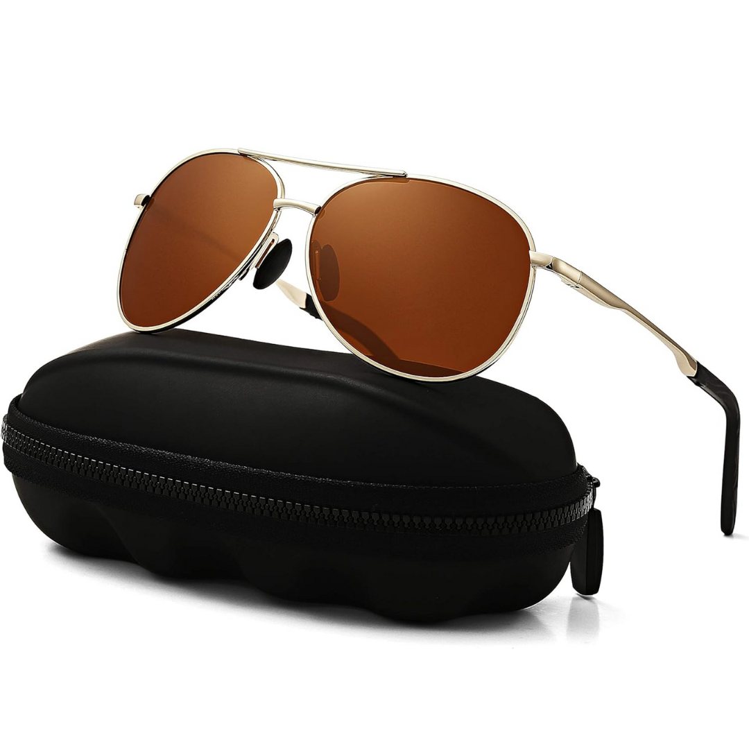 High-quality unisex aviator sunglasses with polarized lenses & UV400 for ultimate eye protection.