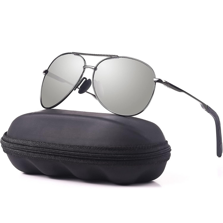 Unisex polarized aviator sunglasses featuring UV400, metal frame, essential for all outdoor activities.