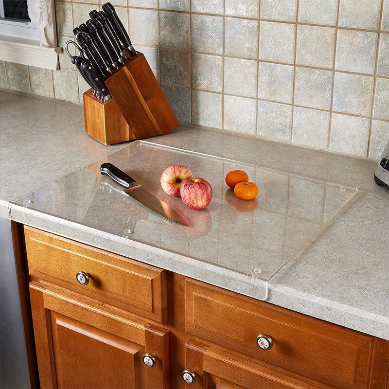Modern acrylic cutting board with non-slip design, great for home cooking, chef use, and hygienic food prep.