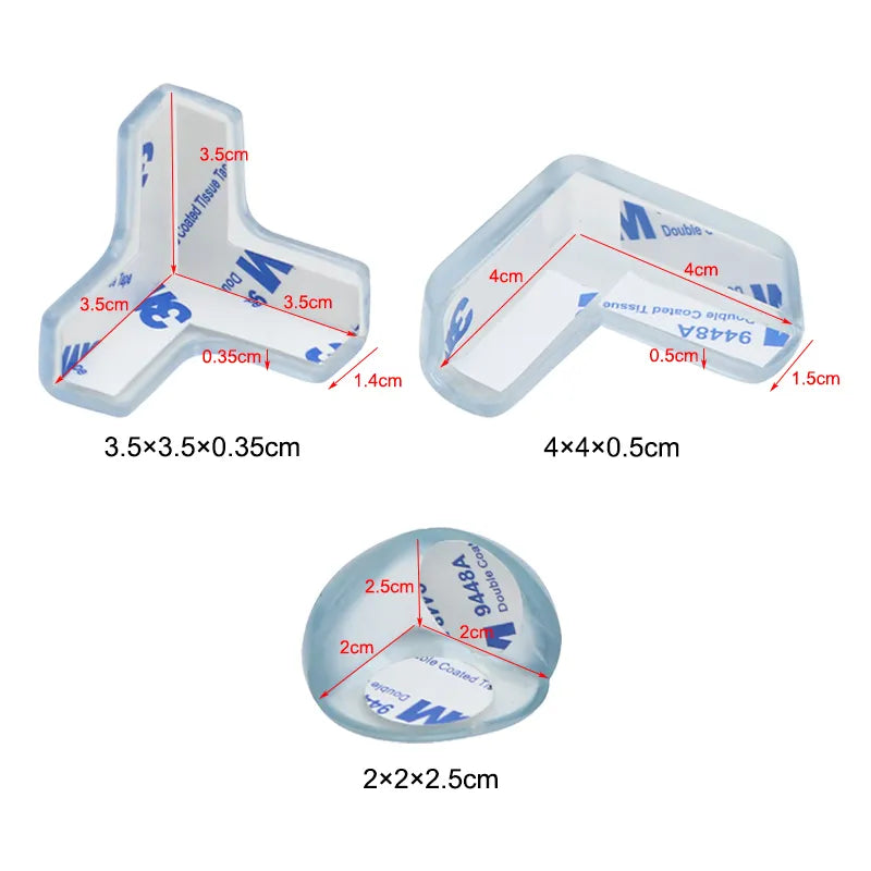 Set of 10 transparent bumper guards for baby safety, protecting sharp furniture corners and edges