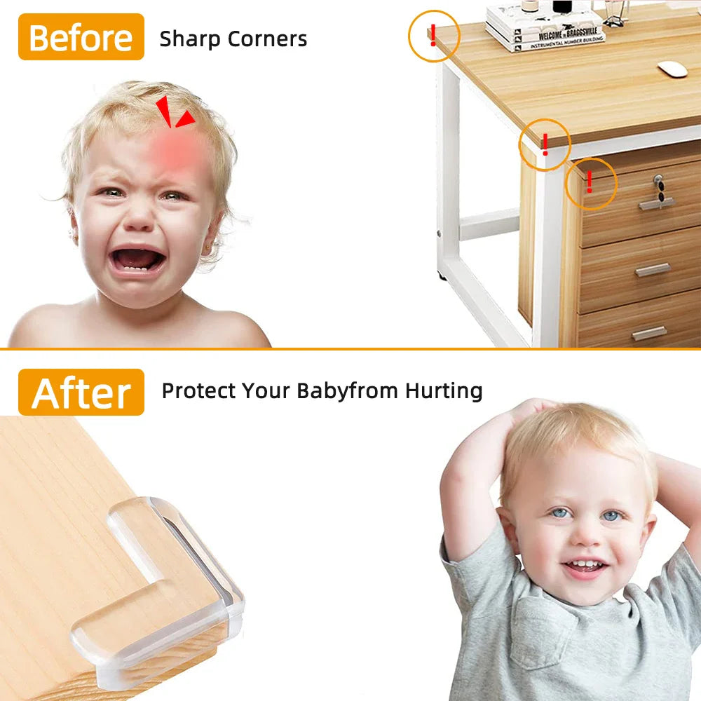 Baby safety corner covers: 10-piece clear set to child-proof furniture, table and desk edges