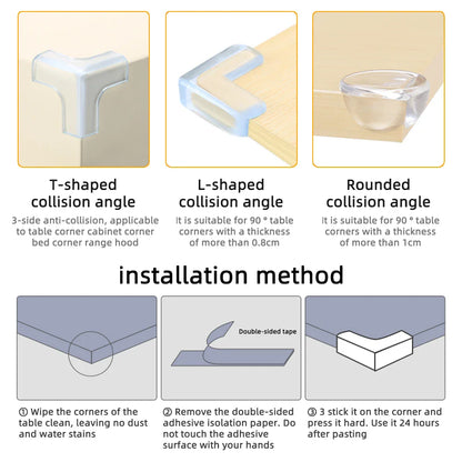 Durable clear corner guards (10 pc) for baby safety, blending with furniture, discreet protection