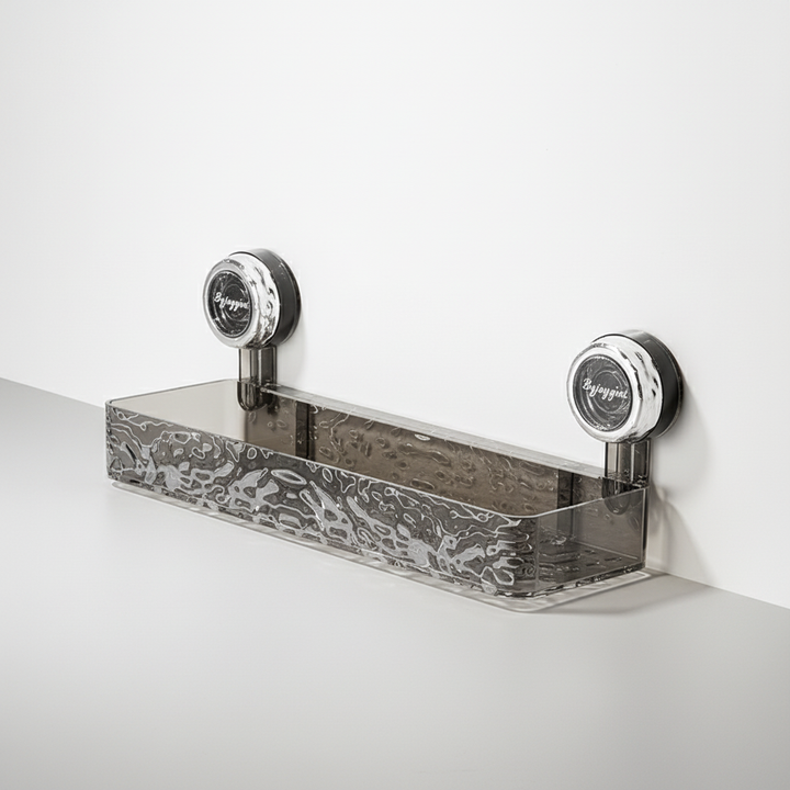 Unisex clear wall organizer, suction cups secure in damp areas, great for organization.