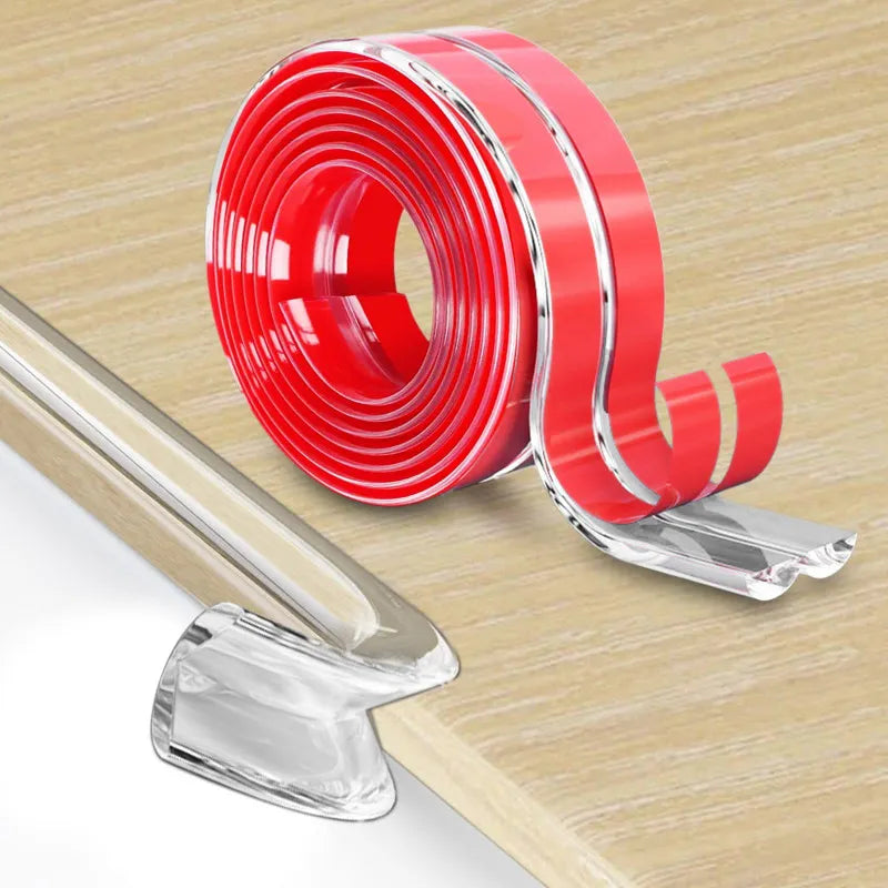 Clear self-adhesive baby safety table edge guard for child-proofing furniture corners