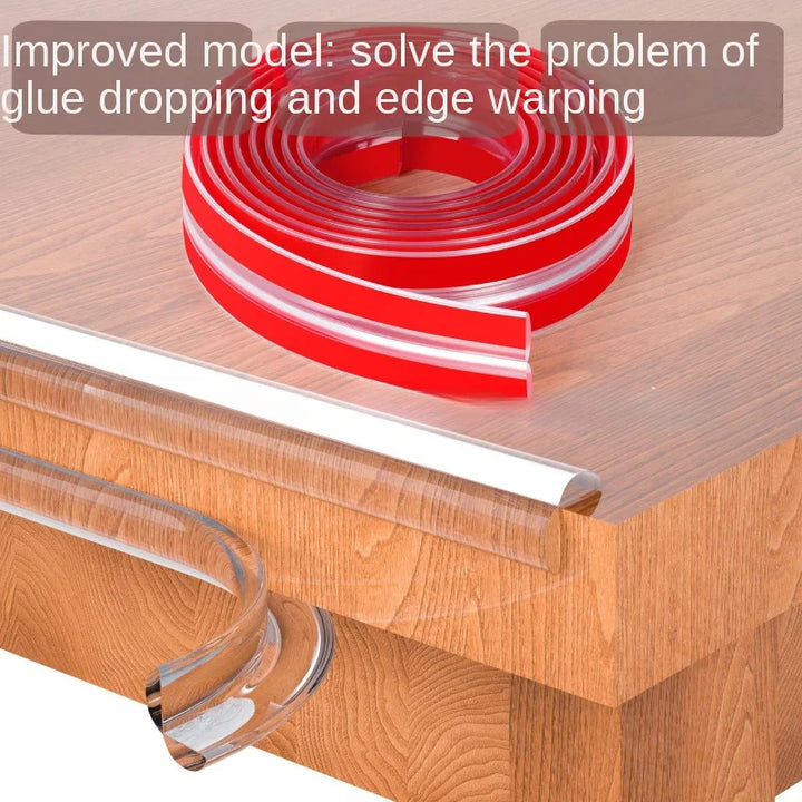 Invisible self-adhesive baby safety edge guard, blends with furniture, for discreet protection
