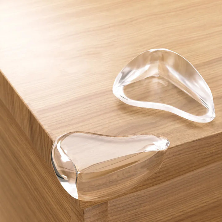Clear silicone corner protectors (set of 4) for baby safety on furniture edges