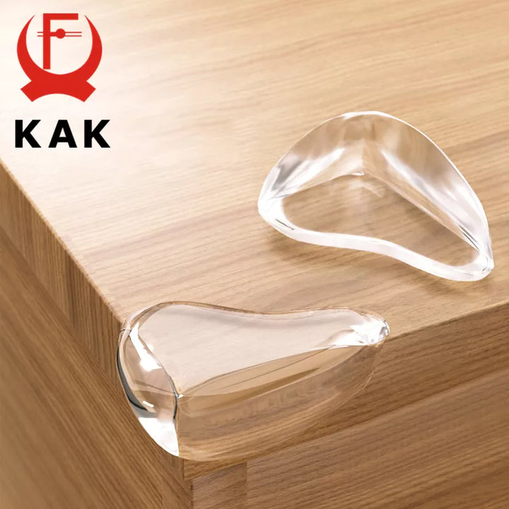 Soft, transparent silicone corner guards for child-proofing tables and furniture