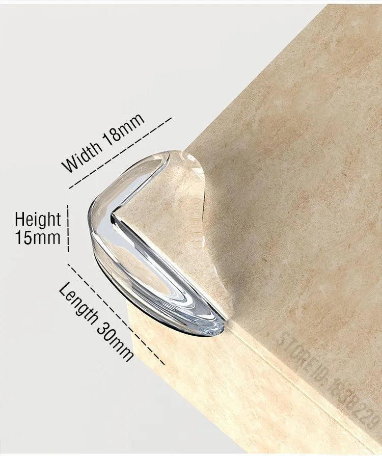 Soft silicone furniture protector, clear, offering impact absorption for baby safety