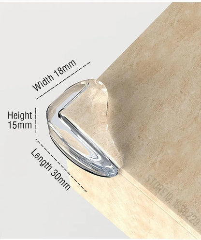 Soft silicone furniture protector, clear, offering impact absorption for baby safety