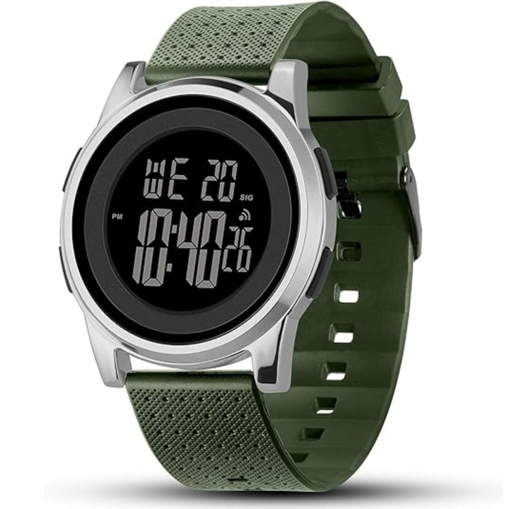 Men's waterproof digital sports watch, slim design, perfect for active lifestyles.