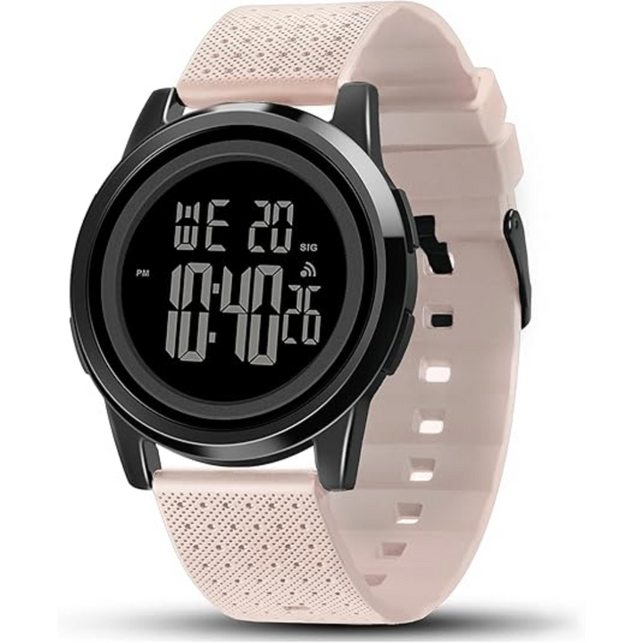 Front view of a modern men's ultra-thin waterproof digital sports watch.