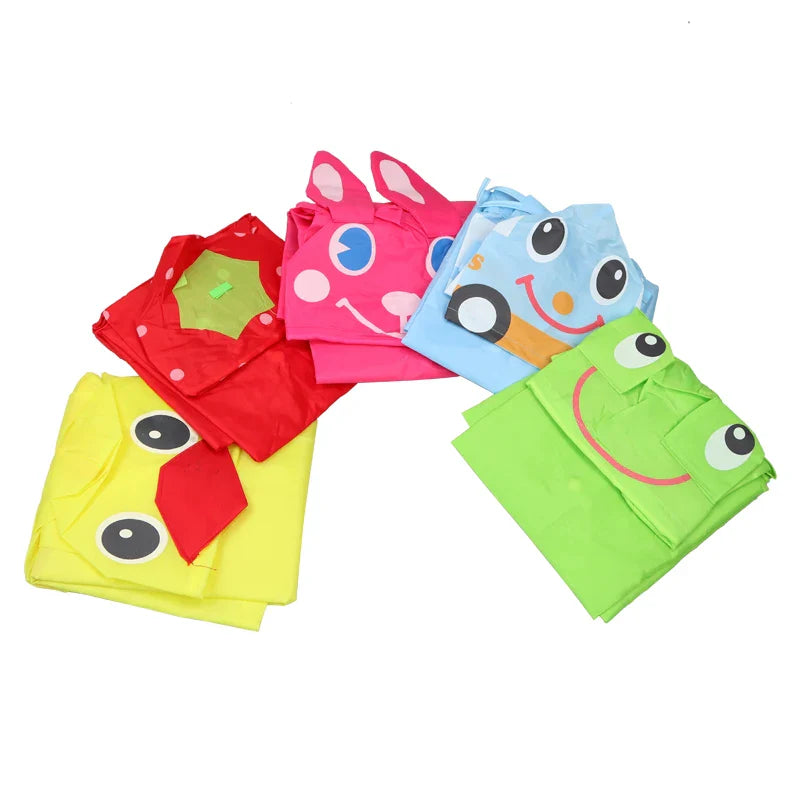 Girls' waterproof cartoon raincoat, featuring an adorable animal character.