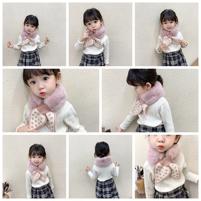 Close-up of a soft faux fur baby neck scarf in beige, for winter warmth, infant apparel