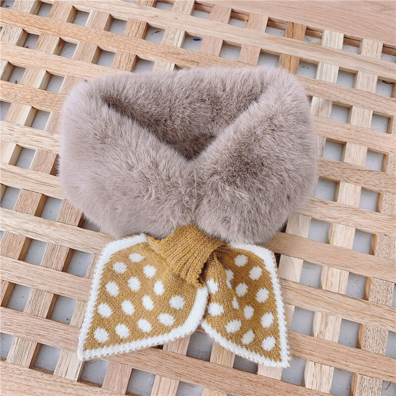 Blue faux fur baby scarf, cozy kids neckwear for cold weather protection