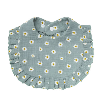 Two floral print cotton bandana bibs, one blue and one pink, essential for baby feeding