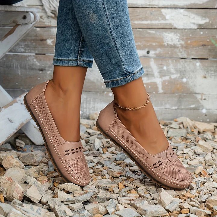 Women's comfortable loafers: perfect blend of style, perforations & orthopedic foot support.