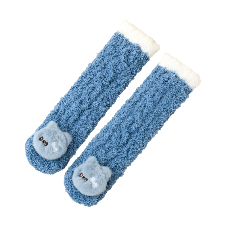 Pair of cream-colored plush baby socks, featuring warm lamb's wool for winter.