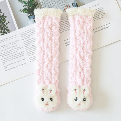 Six pairs of soft cotton cartoon animal baby socks in assorted colors, for infants & toddlers