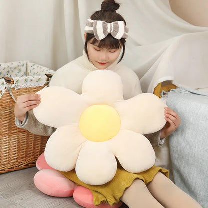 Plush sunflower cushion, ideal as a unique home decor gift or personal comfort.
