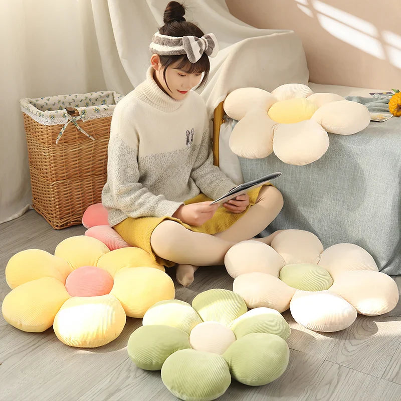 Decorative sunflower plush, a cheerful stuffed flower pillow for all ages.