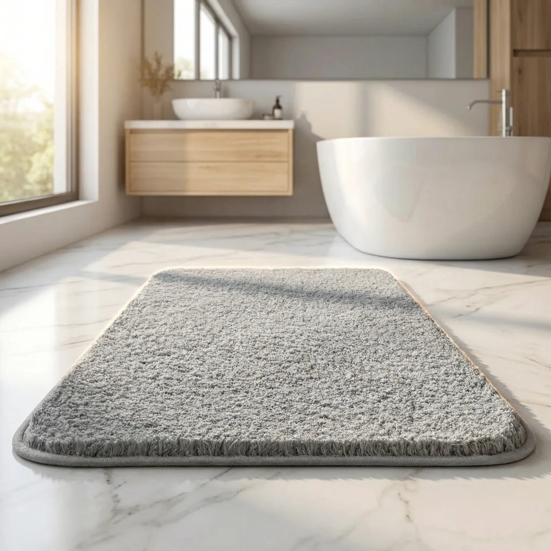 Machine washable extra thick plush bath mat, soft and comfortable bathroom rug with a stylish wave design.
