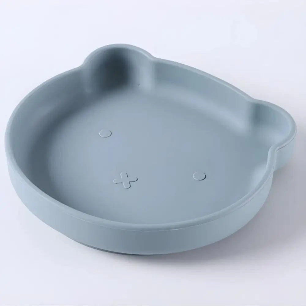 Colorful cartoon silicone tableware set, perfect for baby's first solids and self-feeding practice.